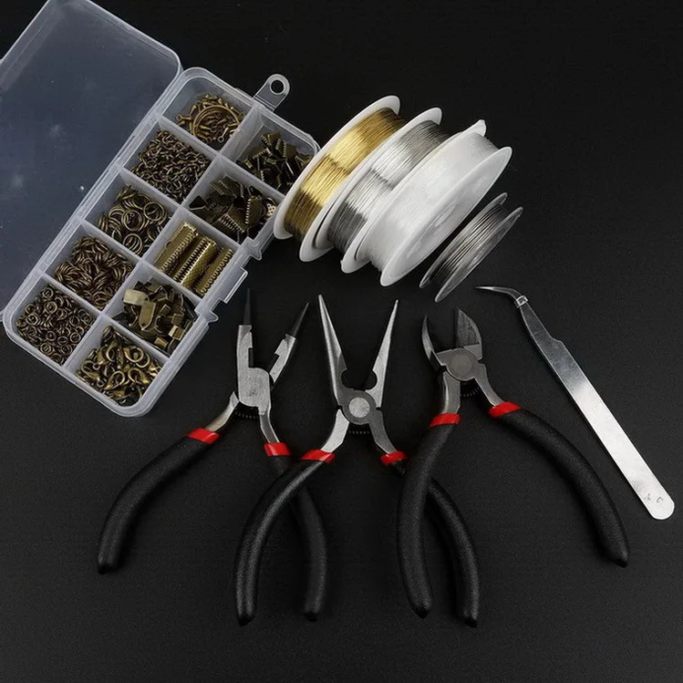 Combined Brass Список различных спецификаций ручной работы комбинированный костюм DIY модные ювелирные изделия фурнитура для изготовления коробки ювелирные изделия инструмент бусины комплект - Цвет: Combined Brass