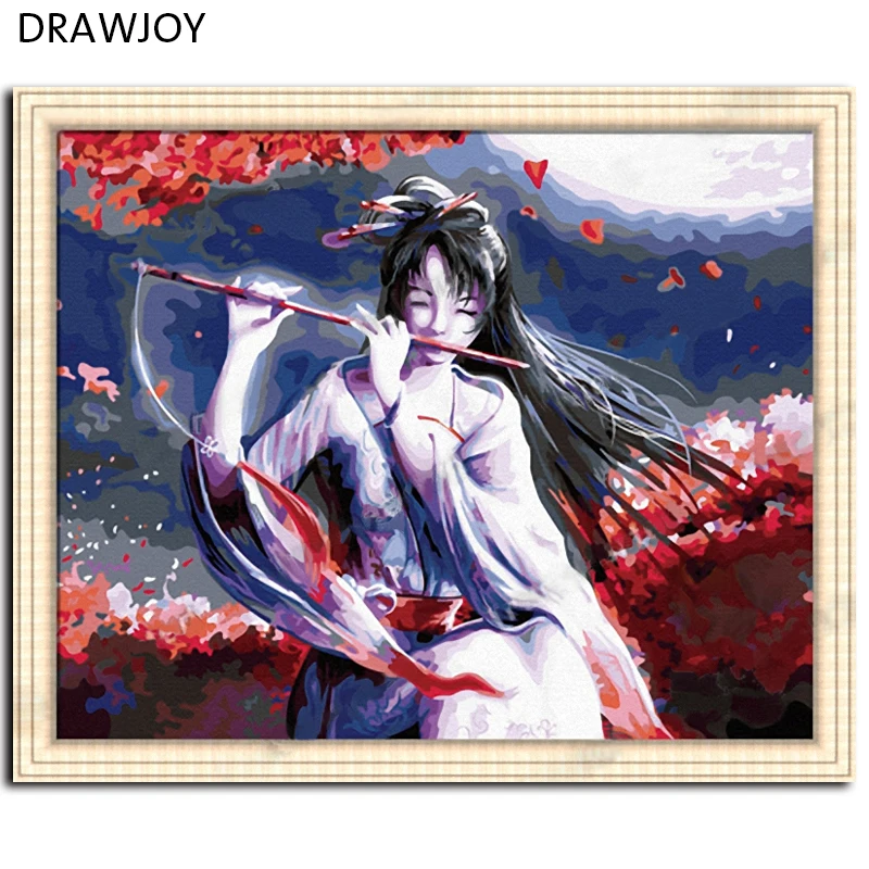 

DRAWJOY Framed Pictures DIY Painting By Numbers On Canvas Digital Oil Painting Handwork Home Decor For Bedroom Wall Art 40*50