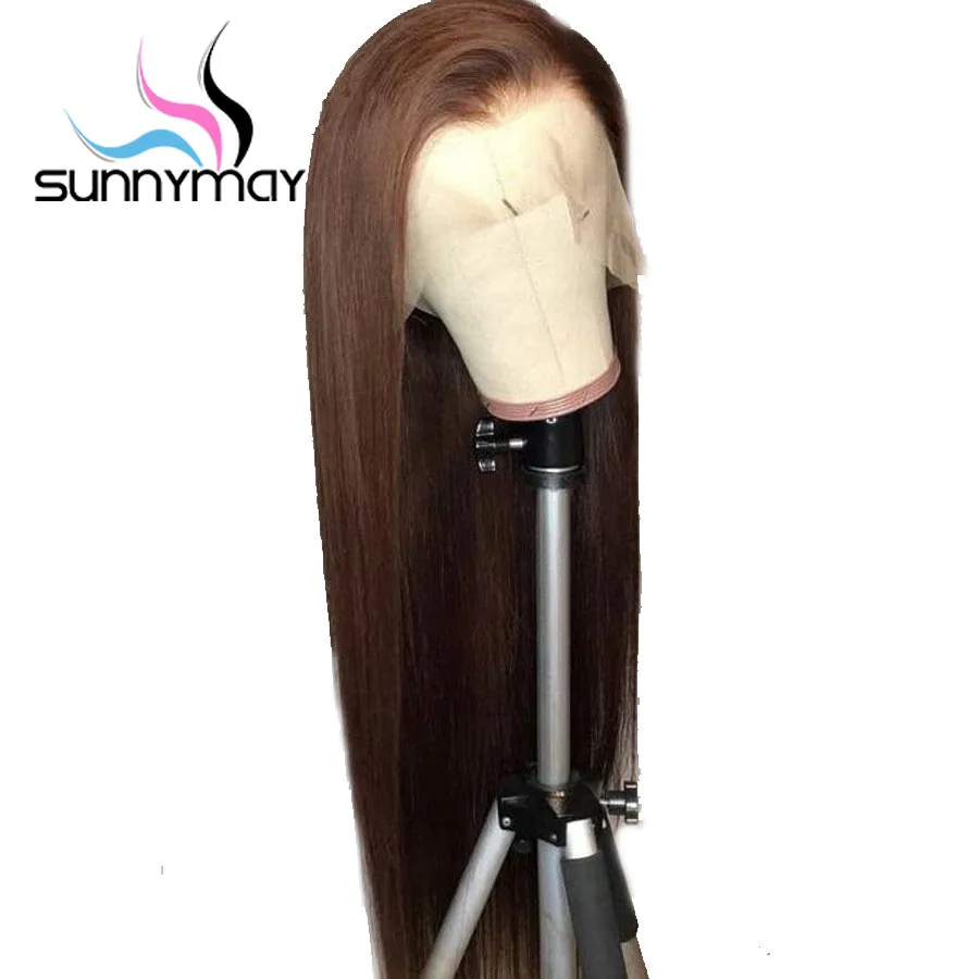 Sunnymay 13x4 коричневый цвет прямой кружевной передний парик с детскими волосами