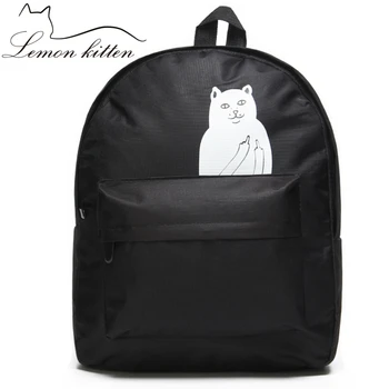 2017 New Japanese Cat Backpack For Women School Canvas Teenage Girl Couple Cartoon Backpack Mochila Escolar Women Backpack