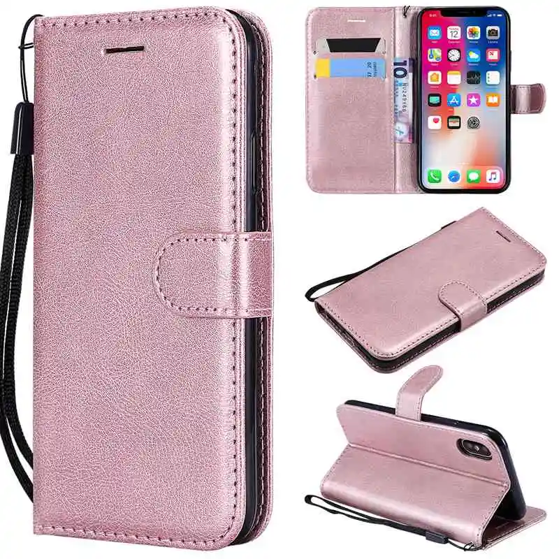 Soft Feel Flip Leather Wallet Case Card Slots Stand W/Lanyard For iPhone 5 5S SE2020 6/6S/7/ 8Plus X XS Max XR 11 12 13 Pro Max flip phone case