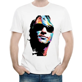 

Bon Jovi T Shirt White Color Mens Fashion Short Sleeve Bon Jovi Logo T-shirt Tops Tees tshirt Casual Unisex Bon Jovi T-shirt
