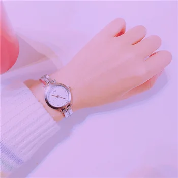 

Luxury Rose Gold Silver Women Quartz Wristwatches Ctrytal Stain Steel Slim Ladies Dress Bracelet Watch Female Leisure Hour Clock