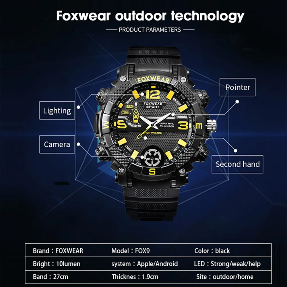 FOX9 WiFi 32G Sport Smart Watch Dual Display LED Electronic Wrist Watches Magnetic Charging Military Waterproof Sport Watch