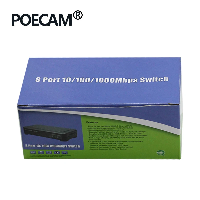 8 Порты и разъёмы сети Ethernet коммутаторы для рабочего стола гигабитный коммутатор