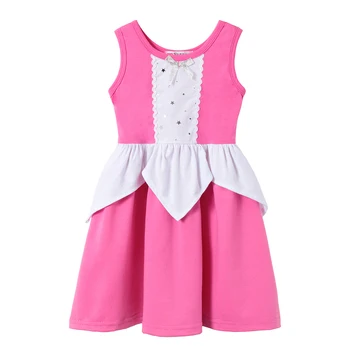 

Princess Aurora Dress for Girl Kids Sleeping Beauty Costume Casual Cotton Sundress Ruffles Clothes Child Fancy Summer Dresses