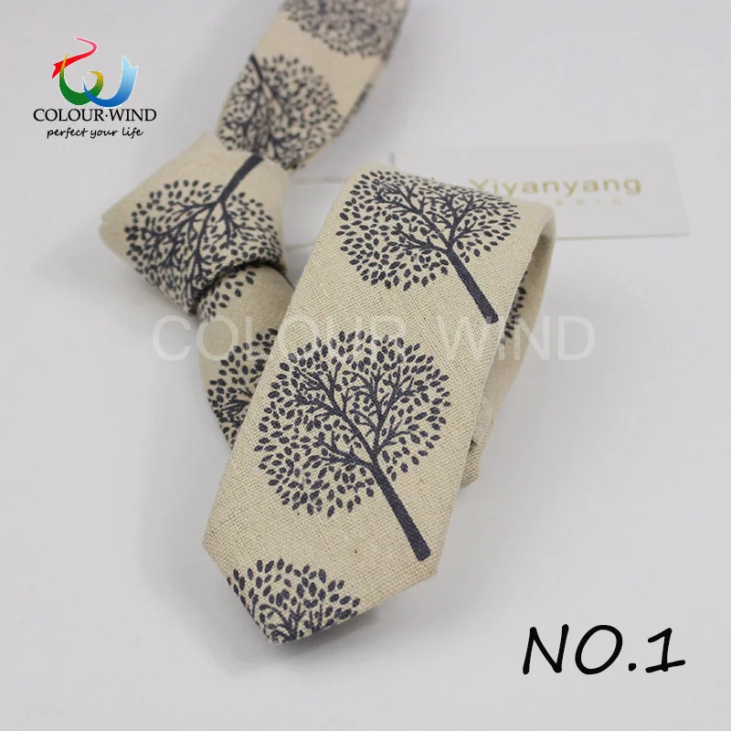 Yiyanyang, хлопковый льняной галстук для мужчин, Мультяшные животные, цветы, листья, дерево, с принтом, узкий, 6 см, ручной работы, для шеи, галстук, вечерние, Gravats Corbatas