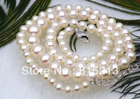 

ddh001295 Genuine AAA+ round even white tower akoya pearl necklace 14k