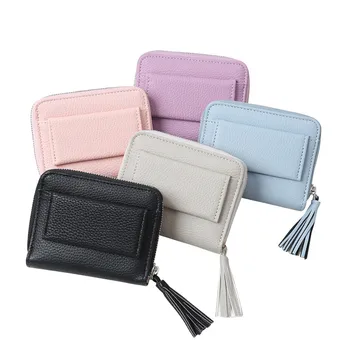 

Leather ladies wallet fashion ladies wallet solid color square bag portable with wallet lychee short wallet Dropship T621