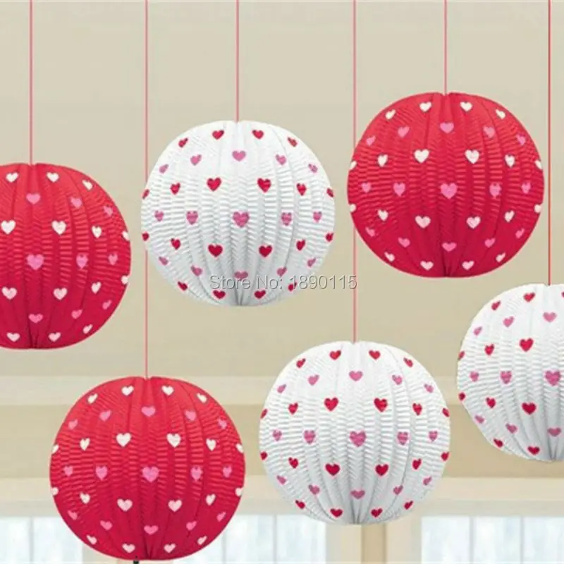 7.5inch 19cm Handmade Pom Poms Heart Patterned Hanging Paper Flowers Ball For Wedding &amp Home Baby Shower Decoration 6pcs/lot | Дом и сад