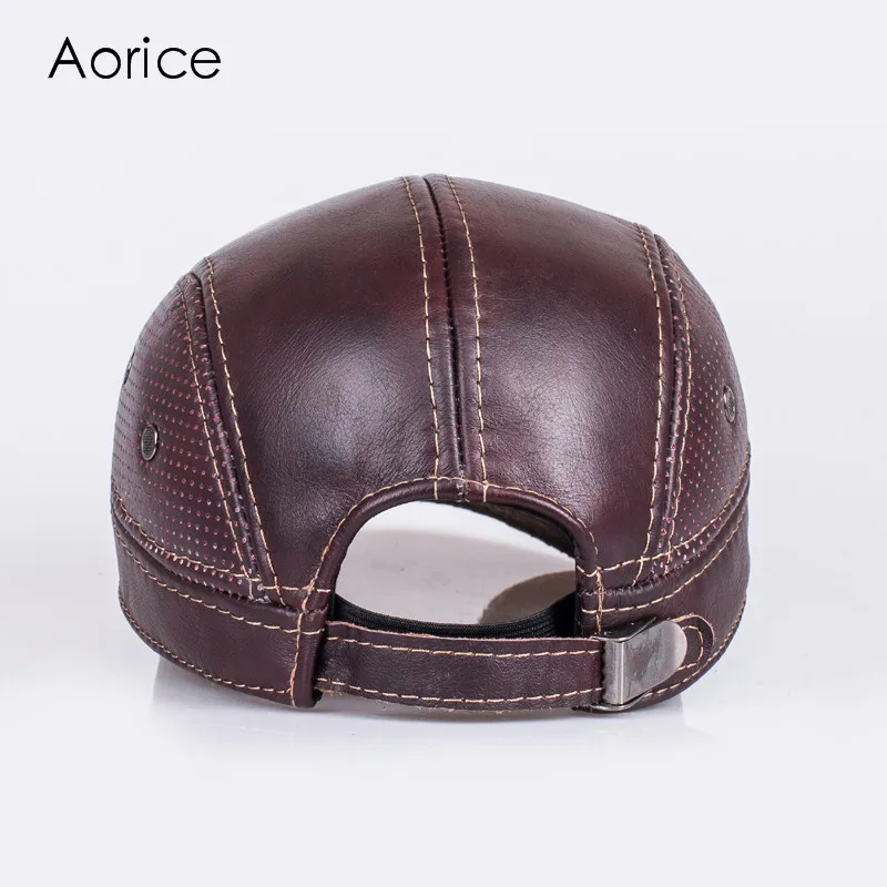 brown leather ball cap