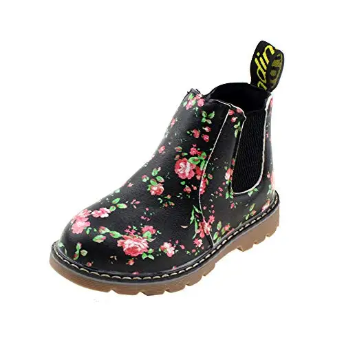 MSMAX/ботильоны с цветочным рисунком для мальчиков и девочек; непромокаемые ботинки с боковой молнией(для малышей, маленьких детей, больших детей
