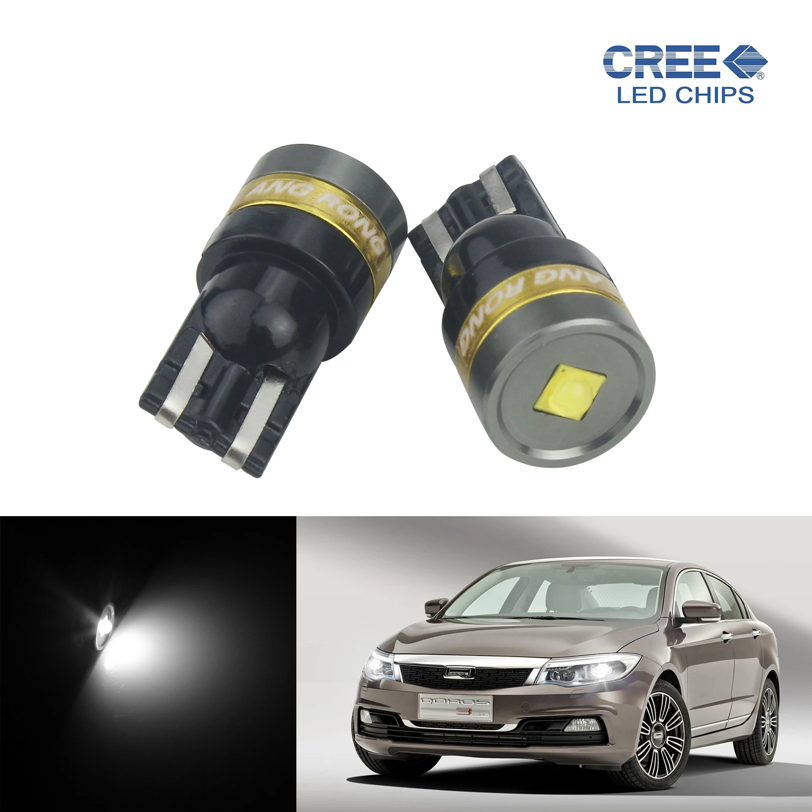 Angrong 2x T10 W5w White C,ree Xte 5w Led Reg License Number Plate