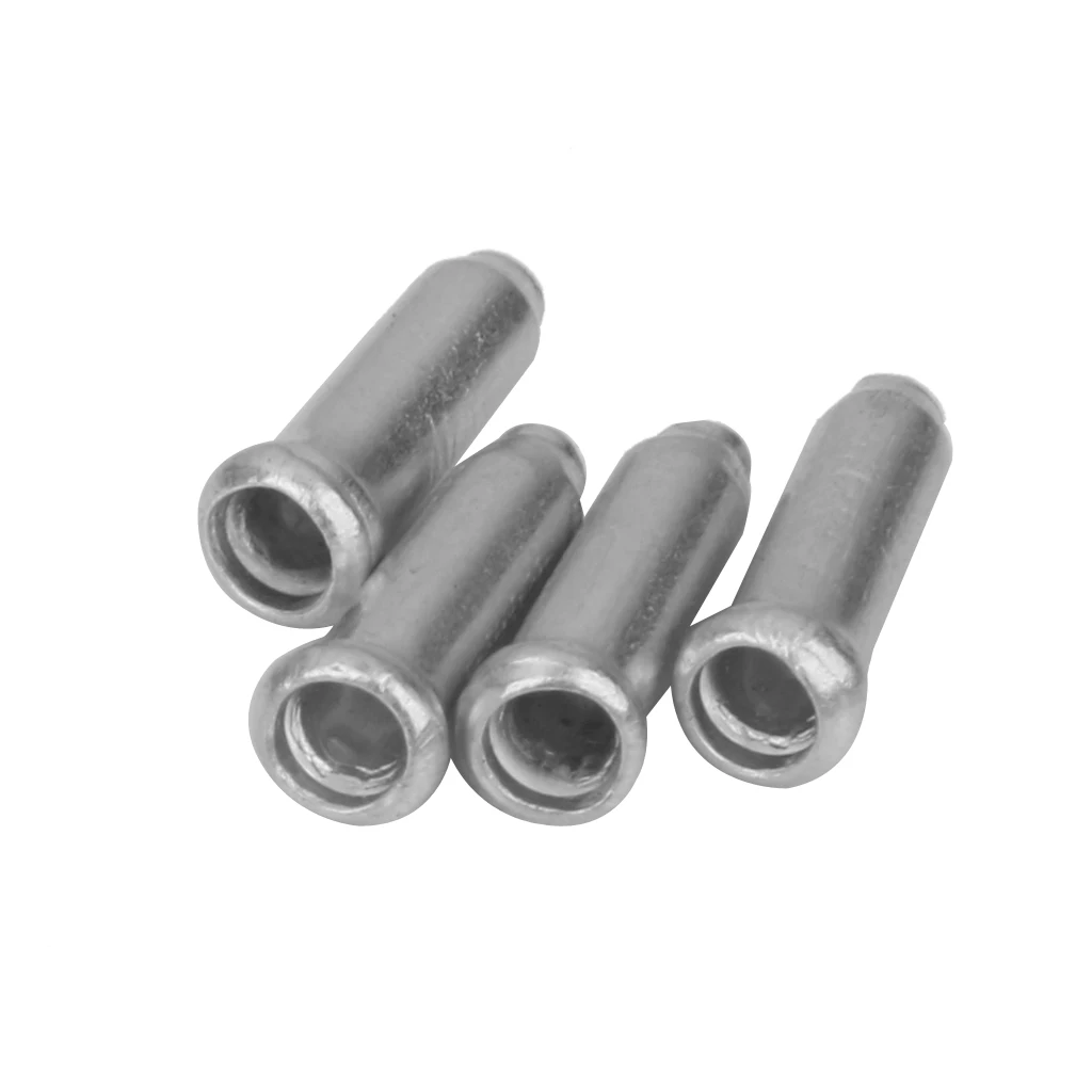 100 Pcs Road Mountain Bicycle Bike Brake Cable Cap End Tips  Crimp Aluminium Alloy Cycling Bicycle Parts 3mm Diameter Silver