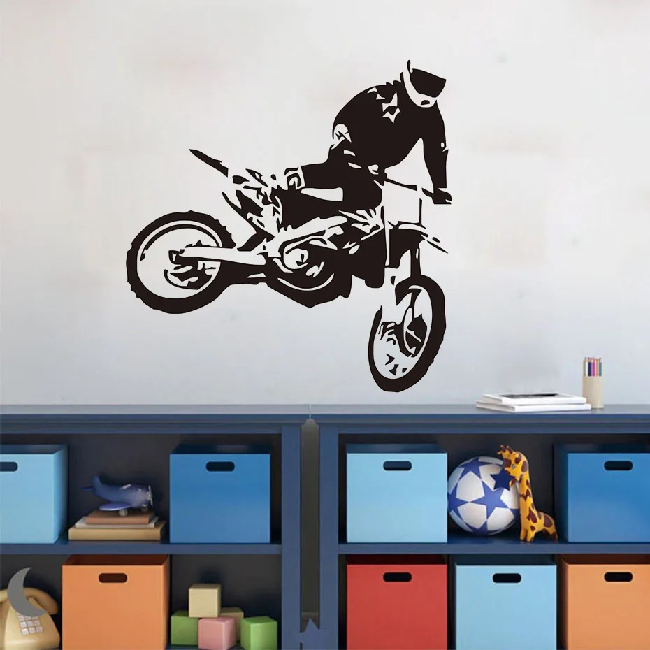 Наклейка на стену Виниловая Наклейка Искусство Мотокросс прыжки мотоцикл ванная комната креативный дверь окно съемный украшение дома Фреска плакат