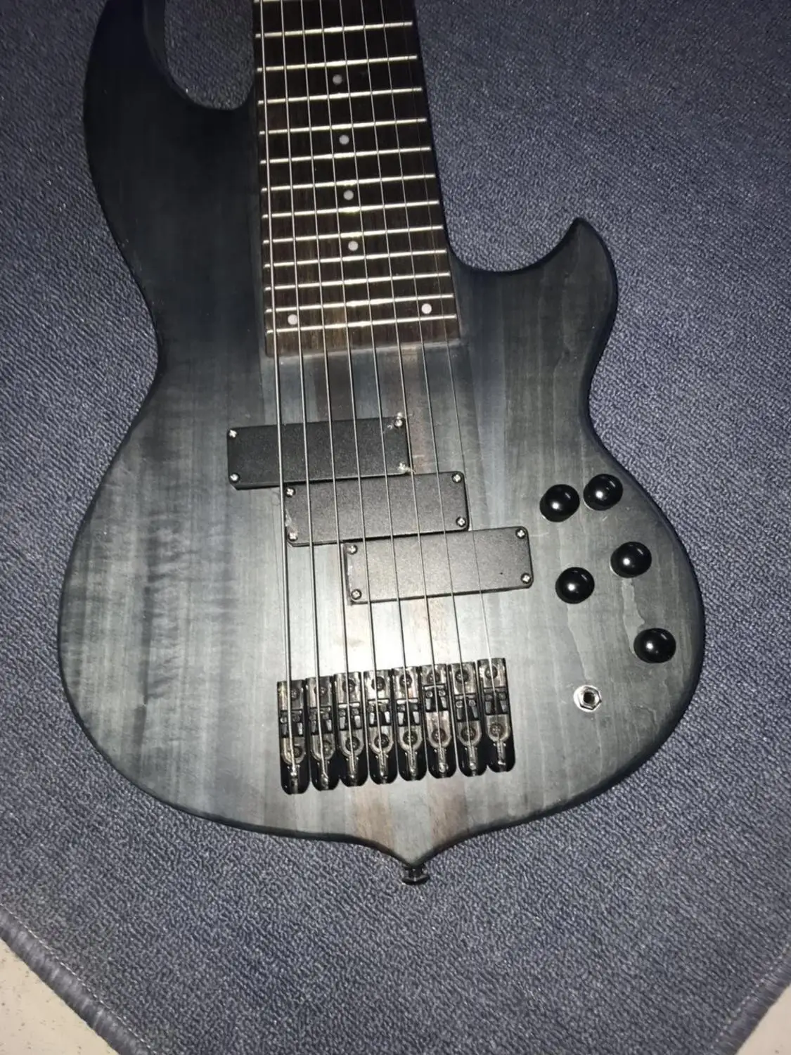 

8 strings electric bass guitar neck thru body Transparent Black grey China bass