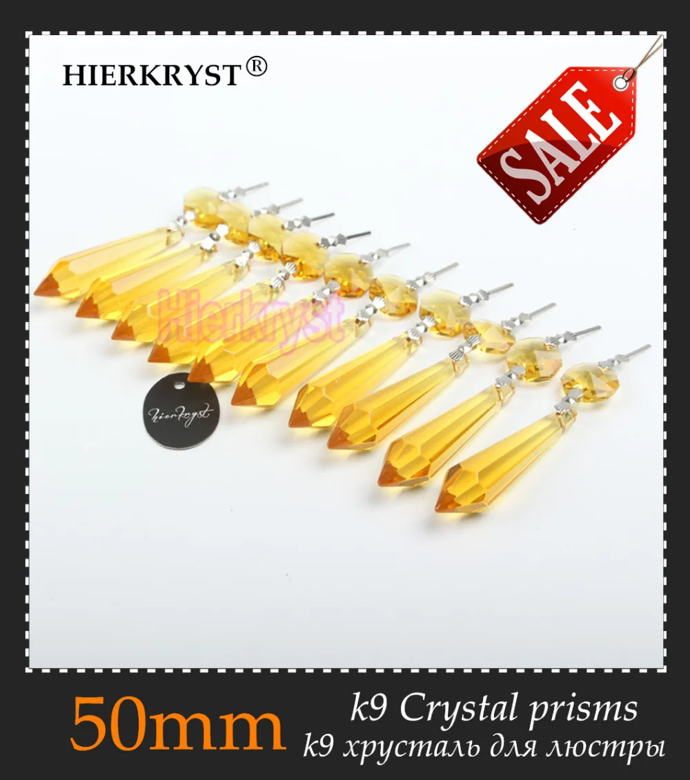 HIERKRYST 25 шт./лот Золотая люстра стеклянные кристаллы лампы Призмы Запчасти