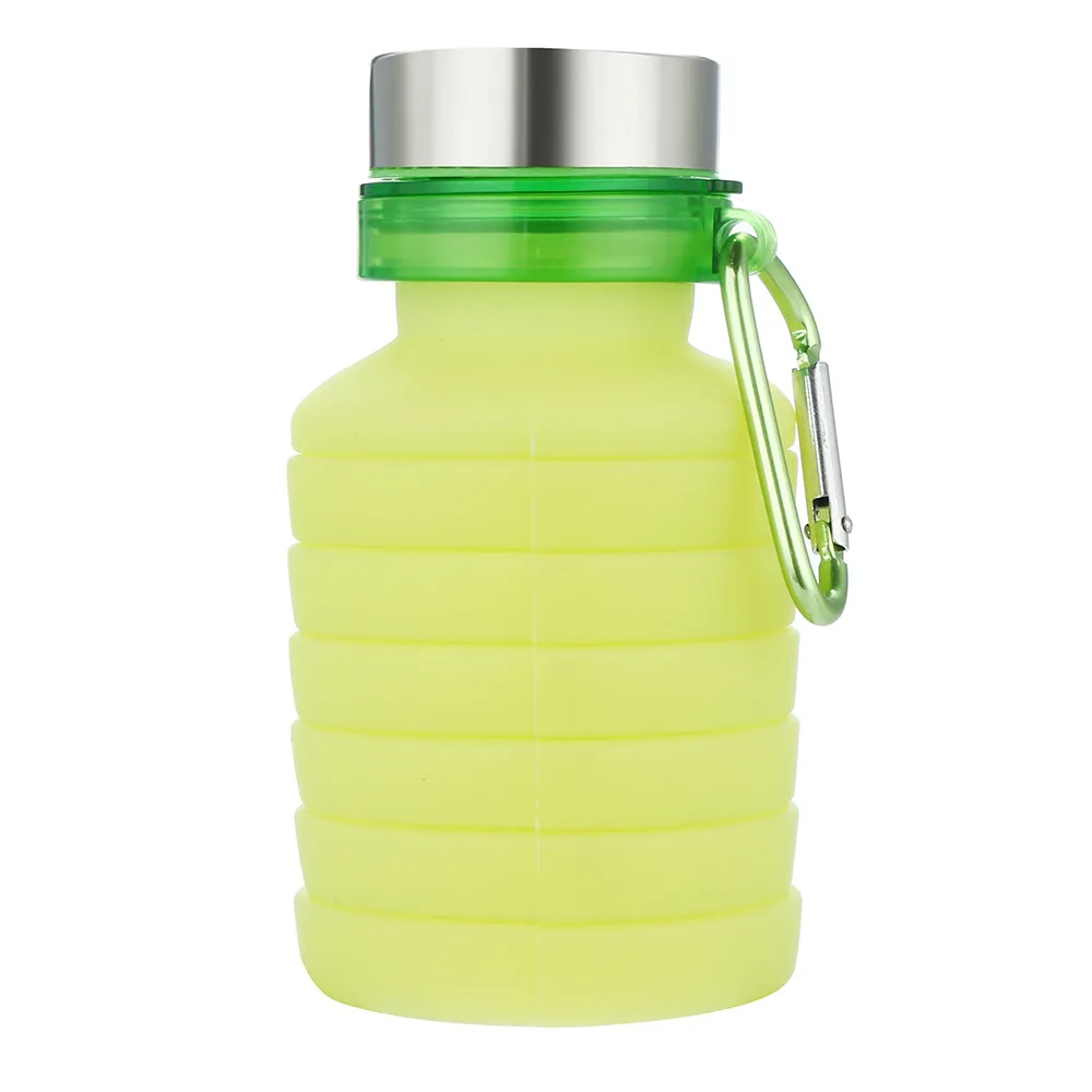 Бутылки для воды многоцветный дизайн Силиконовые Складные портативные путешествия Спорт на открытом воздухе Выдвижная телескопическая бутылка - Цвет: Green