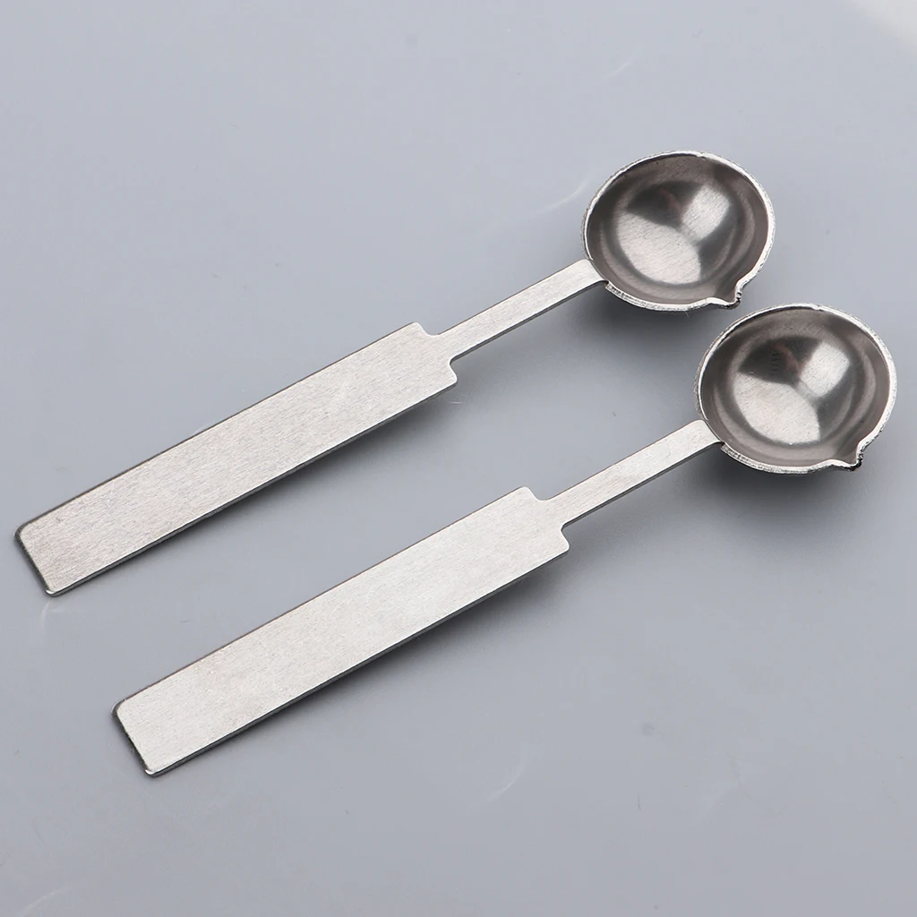 

2pcs Stainless Steel Lipstick Balm Candle Wax Melting Spoons For DIY Wax Sealing Stamps