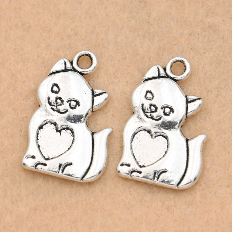 

10pcs Antique Silver Plated Zinc Alloy Cat Charms Pendants Fashion Jewelry Diy Jewelry Making 23x14mm