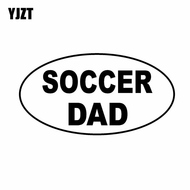 

YJZT 13.1CM*6.9CM SOCCER DAD Oval Car Sticker Cute Vinyl Decal Black/Silver C10-01751