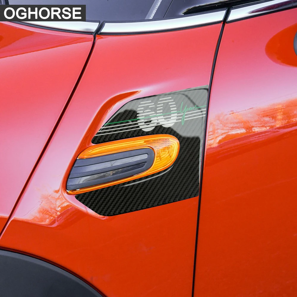 

2 Pieces Genuine Carbon Fibre Car Styling Side Wing Scuttle Fender Decal Stickers Cover for BMW Mini Cooper F55 F56 Accessories