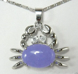 

Miss charm Jew1990 Purple Jade 18KWGP Crystal Crab Pendant & Necklace 5pc (A0516)