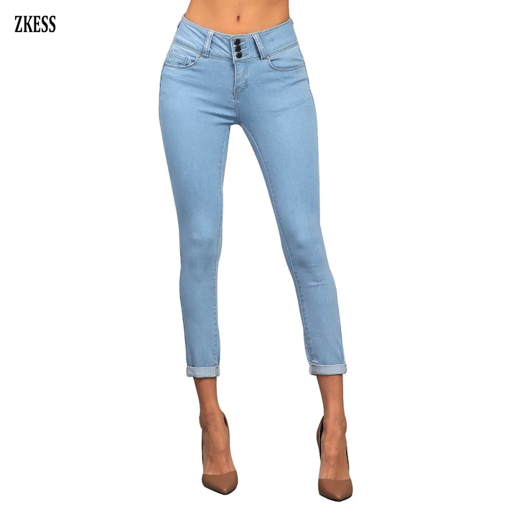 Light-Denim-Cuffed-Butt-Lifting-Skinny-Jeans-LC786015-4-1
