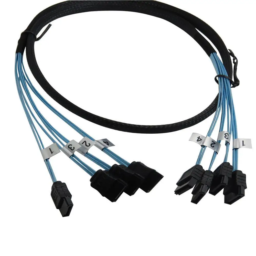 new 3ft 6Gbps 4pcs/set Sata Cable Sas Cable High Quality for Server High Speedsas cablesata