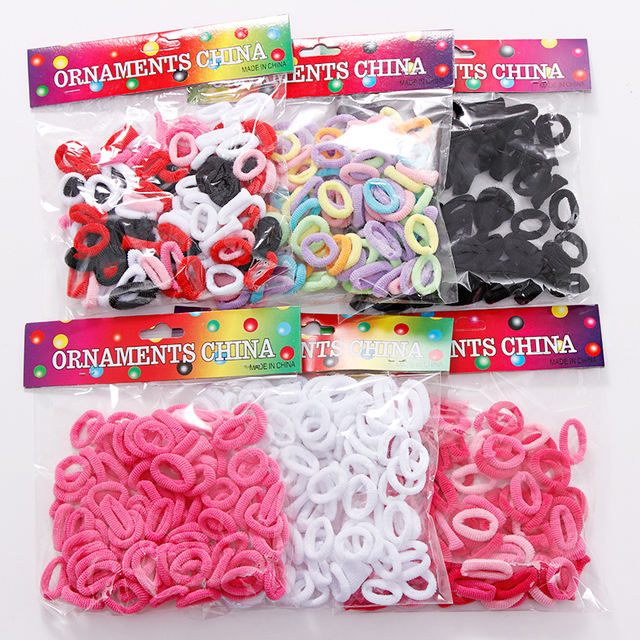 100pcs Wholesale Girls 1.5cm Colorful Small Ring Elastic Hair Bands Ponytail Holder Rubber Bands Scrunchie Kids Hair Accessories