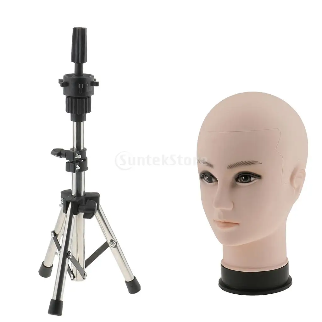 Professional Bald Manikin Cosmetology Training Head for Wigs Making and Display Doll Mannequin Model with a Tripod Clamp