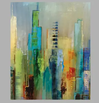 

Hand Painted Abstract Modern Building Painting Free Shipping Oil Painting