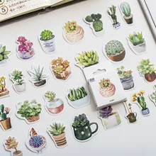 50 unids/caja nuevas bonitas plantas suculentas hojas para diario etiquetas adhesivas de sellado manualidades y álbum de recortes Decoración Para diario papelería DIY