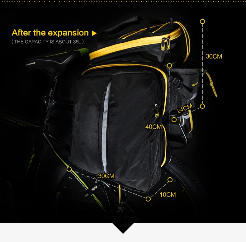 Clearance CoolChange Waterproof Bicycle Bag 35L Multifunction Portable Cycling Rear Seat Tail Bag Bike Bag Shoulder Handbag Accessories 30