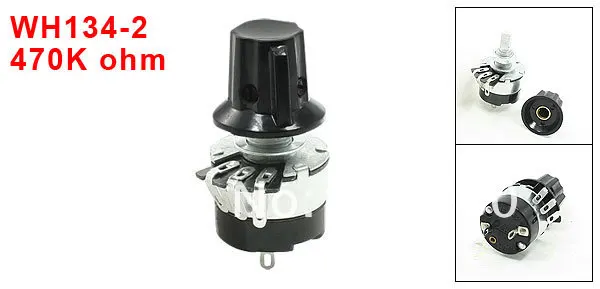 

WH134-2 470K OHM B470K 5% Rotary Single Turn Linear Taper Potentiometer Carbon Pot w Knob