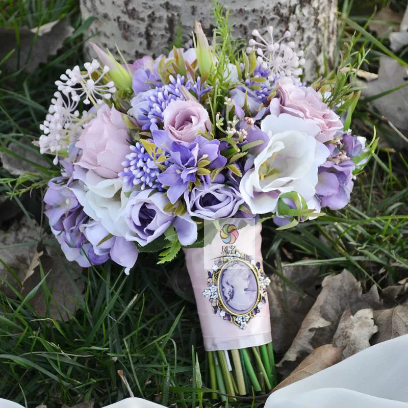 Handmade simulation wedding bouquets floral holding flower embroidery Handmade simulation wedding bouquets floral holding flower embroidery