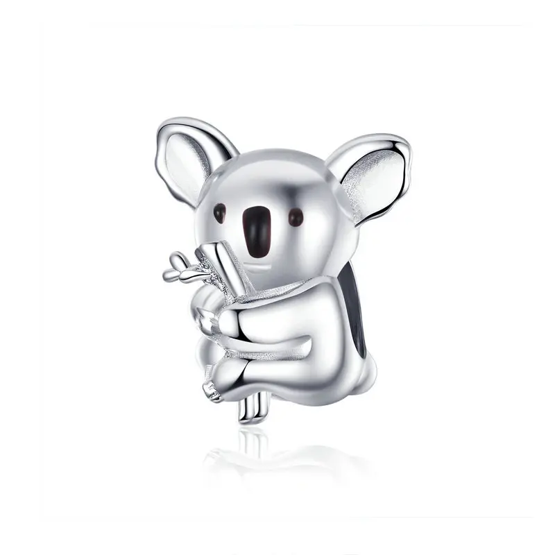 bamoer Zoo Collection Koala Panda Bear Charm Sterling Silver 925 Animal Metal Beads for Original Snake Bracelet Bijoux BSC093 - Цвет: Koala