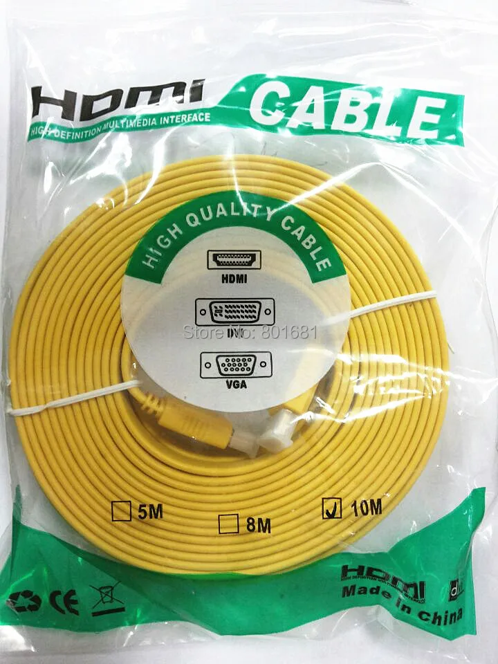 

Free shipping Wholesales And High quality 10M/33FT Full 1080P 3D Flat HDMI Cable 1.4v For XBOX /PS3 HDTV
