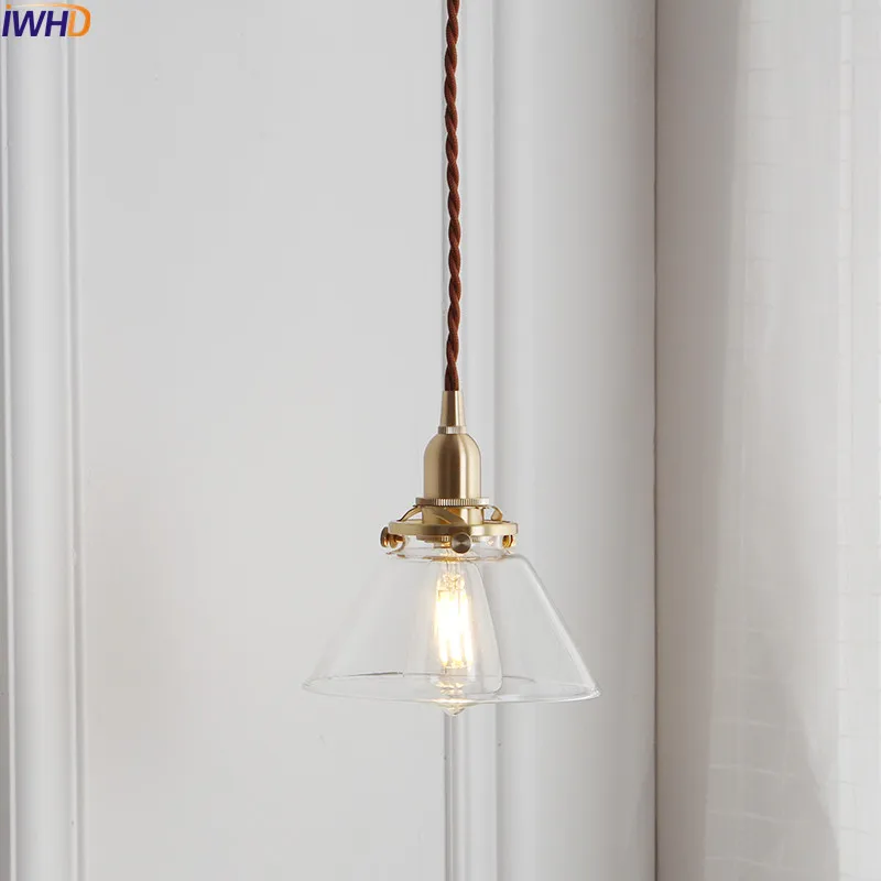 IWHD скандинавский медный стеклянный подвесной светильник, светильник для спальни, гостиной, лофт, подвесной светильник s, подвесной светильник, светильник ing