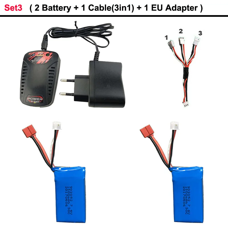 Высокое качество 7,4 В 1500 мАч 2S Lipo Батарея для WLtoys A959-B A969-B A979-B K929B RC пустыня Грузовик Авто Запчасти для запасных Запчасти зарядное устройство - Цвет: Set3