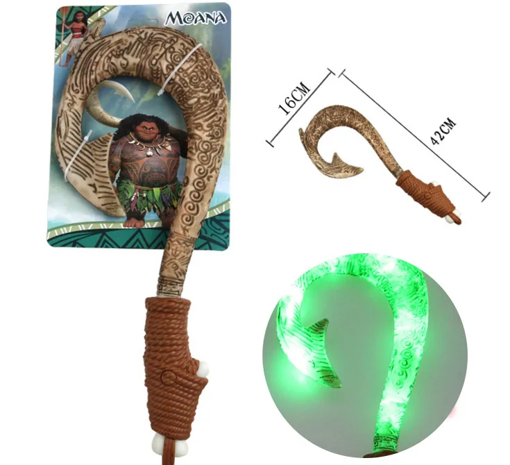 45cm Moana Maui Fishing Magic Hook With Light Toy Action Figures Moana