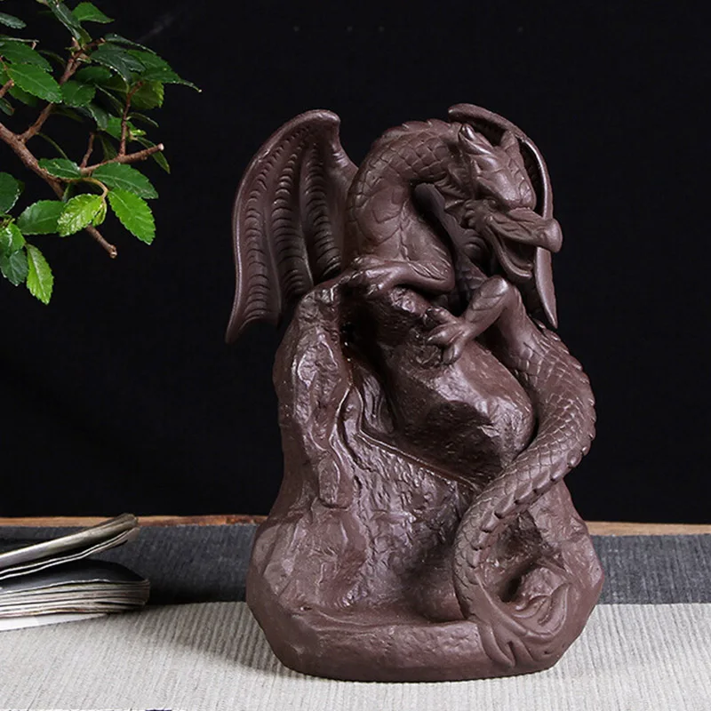Керамический обратный поток благовоний горелка Дракон Птерозавр творческий дом сад кровать Гостиная Офис Декор статуя Будды подарок