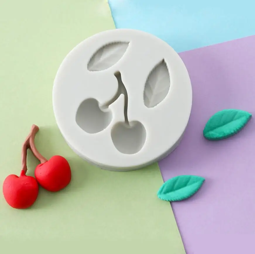 

Cherry & leaves Silicone Mold Fondant Mould Cake Decorating Tools Chocolate Gumpaste Mold, Sugarcraft, Kitchen Accessories