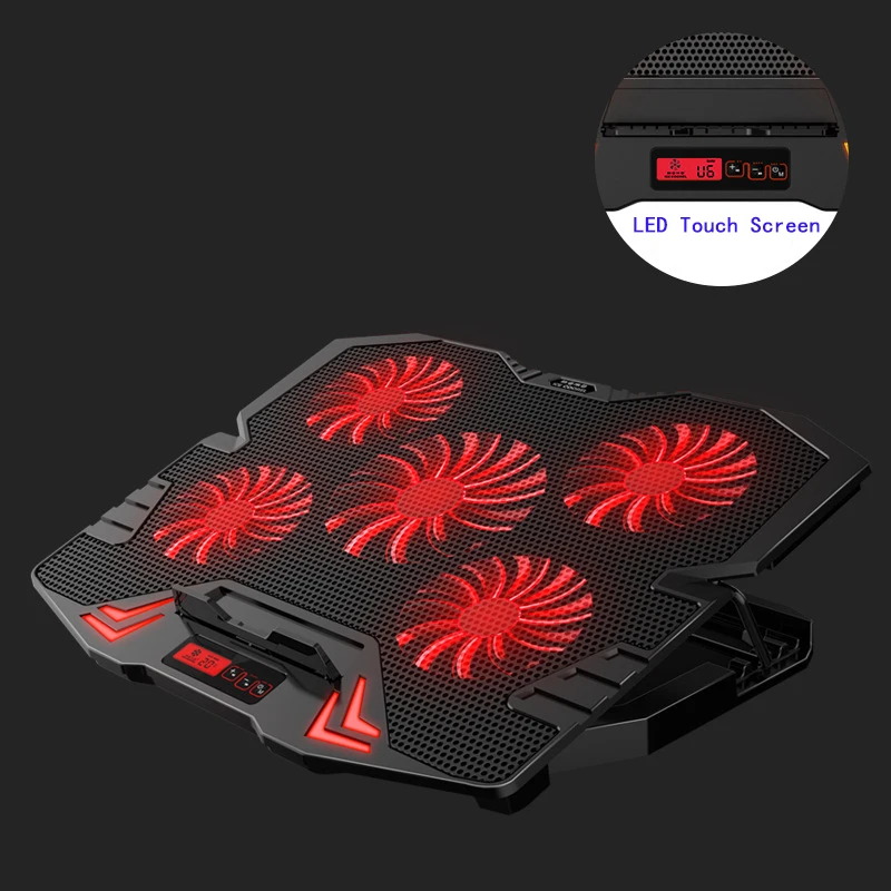 Laptop cooler 2 USB Ports and Five cooling Fan laptop cooling pad LED Touch Speed Notebook Stand for 12-17 inch for Laptop