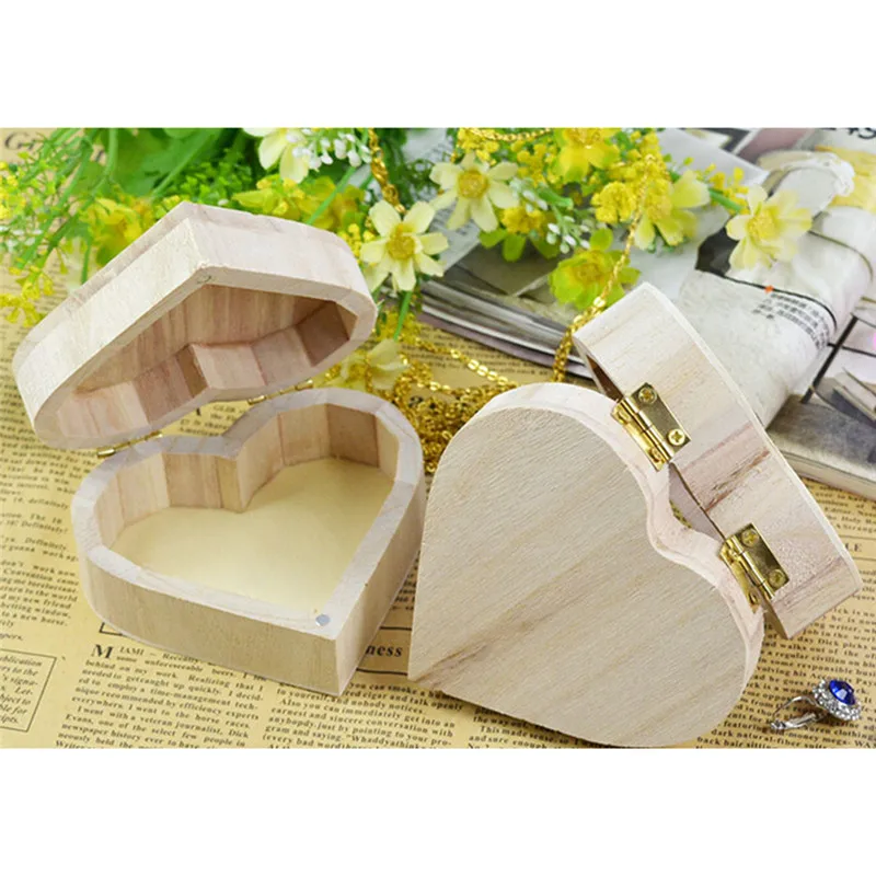 Storage Boxes Heart Shape Wood Box Jewelry Box Hardware Wedding Gift ...