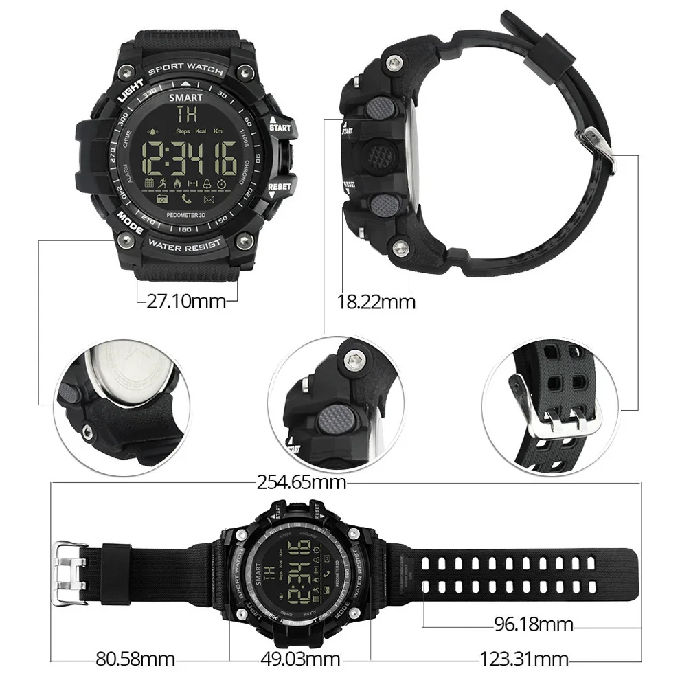 EX16 Sport Smart Watch Fitness Digital SmartWatch Waterproof Heart Rate Monitor Pedometer Calories Outdoor Men women Wristwatch