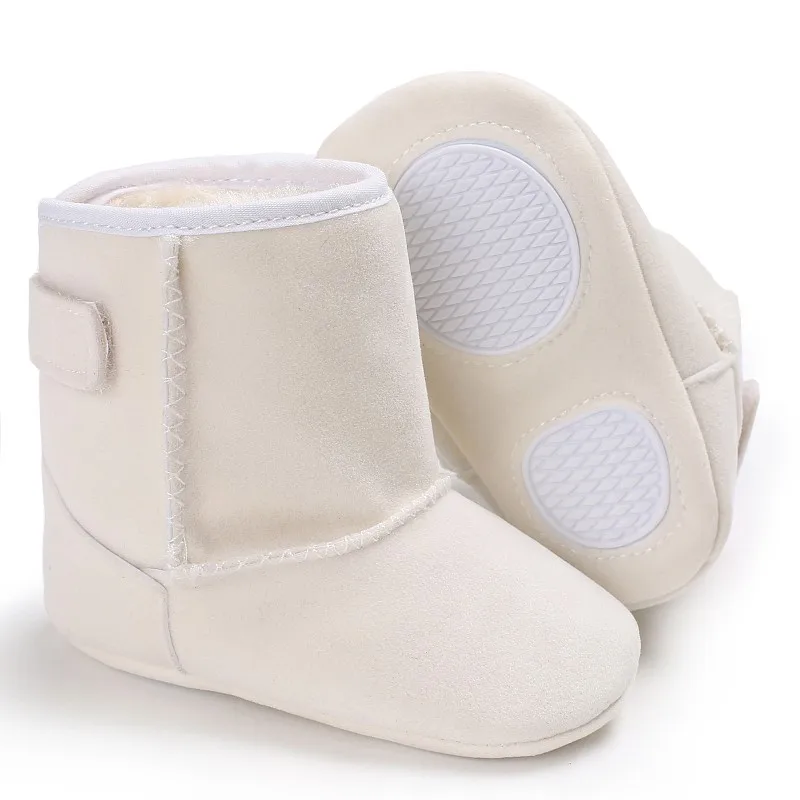 Классическая обувь для маленьких девочек; сезон осень-зима; плюшевые толстые теплые зимние ботинки; детская однотонная обувь в простом стиле - Цвет: white