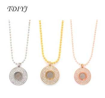 

TDIYJ Bijoux Three Rows Crystal Pendant with Ball Chain for Women Jewelry Necklace 6Sets fit 12mm Interchangeable Magnetic Stone