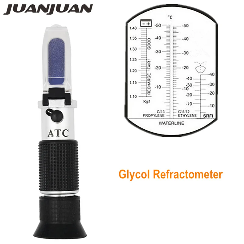Handheld Glycol Refractometer Car Antifreeze 1-1.4 Battery Acid Engine Coolant Tester Tool Fluid Refractometer Tester ATC 28%off