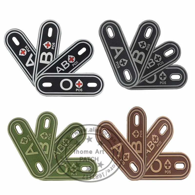 

PVC Blood Type tag A+ B+ AB+ O+ Positive Patch Badges A B AB O POS + Bag Shoes OD SWAT Shoelaces Clothes Morale Tactical Patch
